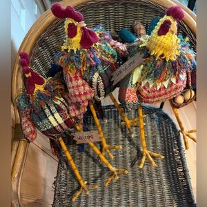 18 inch  Whimsical Multicolor Rooster Trio